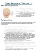 Nursing assignment -Down Syndrome (Trisomy 21)