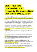 BEST REVIEW Leadership ATI Dynamic Quiz question test bank 2022/2024 