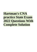 Hartman's CNA practice State Exam 2022 Questions With Complete Solution