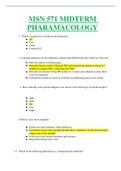 MSN 571 1 MIDTERM PHARAMACOLOGY QUESTIONS AND ANSWERS.