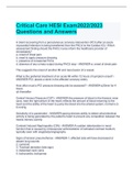 Critical Care HESI Exam2022/2023 Questions and Answers