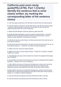 California post exam study guide(PELLETB). Part 1 (Clarity) Identify the sentence that is most clearly written, by marking the corresponding letter of the sentence choice