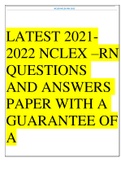 LATEST 2021-2022 NCLEX-RNQUESTIONSAND ANSWERSPAPER WITHAGUARANTEE OFA