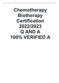 Chemotherapy Biotherapy Certification 2022/2023 Q AND A 100% VERIFIED A.