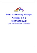HESI A2 Reading Passages Versions 1 & 2 2022/2023 Real!