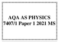 AQA AS PHYSICS 7407/1 Paper 1 2021 MS