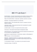 BIO 171 Lab Exam 1 (Latest 2023/2024) Complete Solutions 