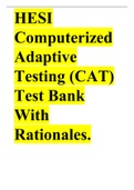 HESI CAT exam Test Bank. All new for 2022!/ HESI Computerized Adaptive Testing (CAT) Test Bank With Rationales.