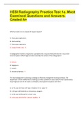 HESI Radiography Practice Test 1a. Most  Examined Questions and Answers.  Graded A+