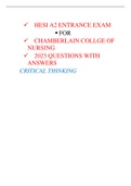 CHAMBERLAIN COLLEGE OF NURSING(HESI A2 2023)Critical Thinking PDF DOCUMENT-LATEST UPDATE FOR REAL EXAM