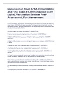 Immunization Final, APhA Immunization and Final Exam F2, Immunization Exam (apha), Vaccination Seminar Post-Assessment, Post Assessment
