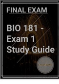 BIO 181 - Exam 1 Ultimate Study Guide (GCU) - Biology Well defined Guide 