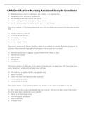 CNA Certification Nursing Assistant Sample Questions with Answers