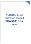 NURSING 1172 Nutrition exam 3 100%% correct