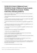 NURS 6512 Week 6 Midterm Exam / NURS6512 Week 6 Midterm Exam (Latest): Advanced Health Assessment: Walden University (Already graded A)