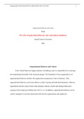 HCA 455 Topic 1 Assignment, Organizational Behavior and Culture