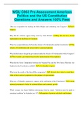 WGU C963 Pre-Assessment American  Politics and the US Constitution  Questions and Answers 100% Pass