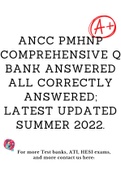 ANCC PMHNP COMPREHENSIVE Q bank answered all correctly answered; latest updated summer 2022.