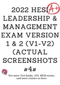 2022 Hesi Leadership & Management Exam Version 1 & 2 (V1-V2) (Actual Screenshots #4#