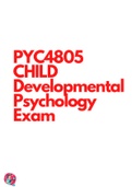 PYC4805 CHILD Developmental Psychology Exam ESSAYS. VERIFIED