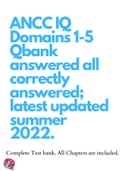 ANCC IQ Domains 1-5 Qbank answered all correctly answered; latest updated summer 2022.