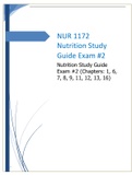 NUR 1172 Nutrition Study Guide Exam #2