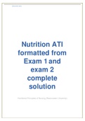 Nutrition ATI formatted from Exam 1 and exam 2 complete solution Graded A+