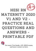 HESI RN Maternity 2020 V1 and V2 - Practice Real Questions and Answers - Printable PDF