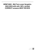 LATEST BEST REVIEW NRNP 6665 - Mid Term exam Seraphin- 2022-2023-with with 100% verified CORRECT answers 
