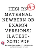 HESI RN MATERNAL NEWBERN OB EXAM (4 VERSIONS) (LATEST-2021) .pdf