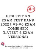 HESI Exit RN Exam Test Bank 2022 ( V1-V6 Exam Combined) (Latest 6 Exam Versions)