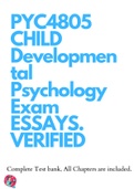 PYC4805 CHILD Developmental Psychology Exam ESSAYS. VERIFIED