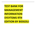 TEST BANK FOR MANAGEMENT INFORMATION SYSYTEMS 9TH EDITION BY BIDGOLI