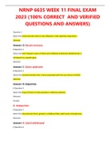 NRNP 6635 WEEK 11 FINAL EXAM 2023 (100% CORRECT  AND VERIFIED QUESTIONS AND ANSWERS)