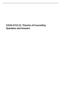 COUN-6722-22,Theories of Counseling.	Exam - Week 5 Questions and answers