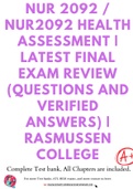 NUR 2092 / NUR2092 Health Assessment | LATEST Final Exam Review (Questions and verified Answers) | Rasmussen College