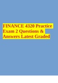 FINANCE 4320 Practice Exam 2 Questions & Answers Latest Graded