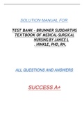 TEST BANK - BRUNNER SUDDARTHS TEXTBOOK OF MEDICAL-SURGICAL NURSING BY JANICE L . HINKLE, PHD, RN, CNRN KERRY H. CHEEVER, PHD, RN SOLUTION MANUAL FOR ALL QUESTIONS AND ANSWERS