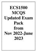 ECS1500 MCQS Updated Exam Pack from Nov 2022-June 2023