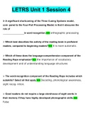 LETRS Unit 1 Session 4.docx  Questions with 100% Correct Answers UPDATED 2022