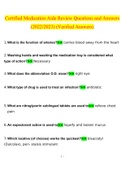 Certified Medication Aide Review.docx  Questions with 100% Correct Answers UPDATED 2022