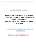 TESTBANK FOR WONG'S NURSING CARE OF INFANTS AND CHILDREN 11TH EDITION BY MARILYN J. HOCKENBERRY, DAVID WILSON