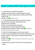 NC DMV Driving Test.docx Questions with 100% Correct Answers UPDATED 2022