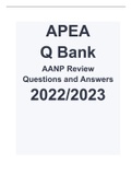 APEA Q Bank AANP Review Questions and Answers 2022-2023.