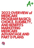 2022 OVERVIEW of MEDICARE PROGRAM BASICS: CHOICE, ELIGIBILTY, AND BENEFITS MARKETING MEDICARE ADVANTAGE AND PART D PLANS