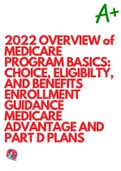 2022 OVERVIEW of MEDICARE PROGRAM BASICS: CHOICE, ELIGIBILTY, AND BENEFITS ENROLLMENT GUIDANCE MEDICARE ADVANTAGE AND PART D PLANS