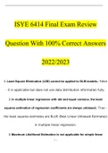 ISYE 6414 Final Exam Review-with 100% verified solutions-2022-2024