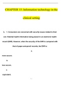 Chapter 15: Information Technology in the Clinical Setting Cherry & Jacob: Contemporary Nursing: Issues, Trends, and Management, 7th Edition WITH COMPLETE SOLUTIONS