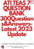 ATI TEAS 7 QUESTION BANK 300Questions&Answers-Latest 2023 Update