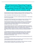 Threat Awareness Reporting Program (TARP) (Counterintelligence Awareness & Reporting Course for DOD) 2023 new exam update solved solution guide